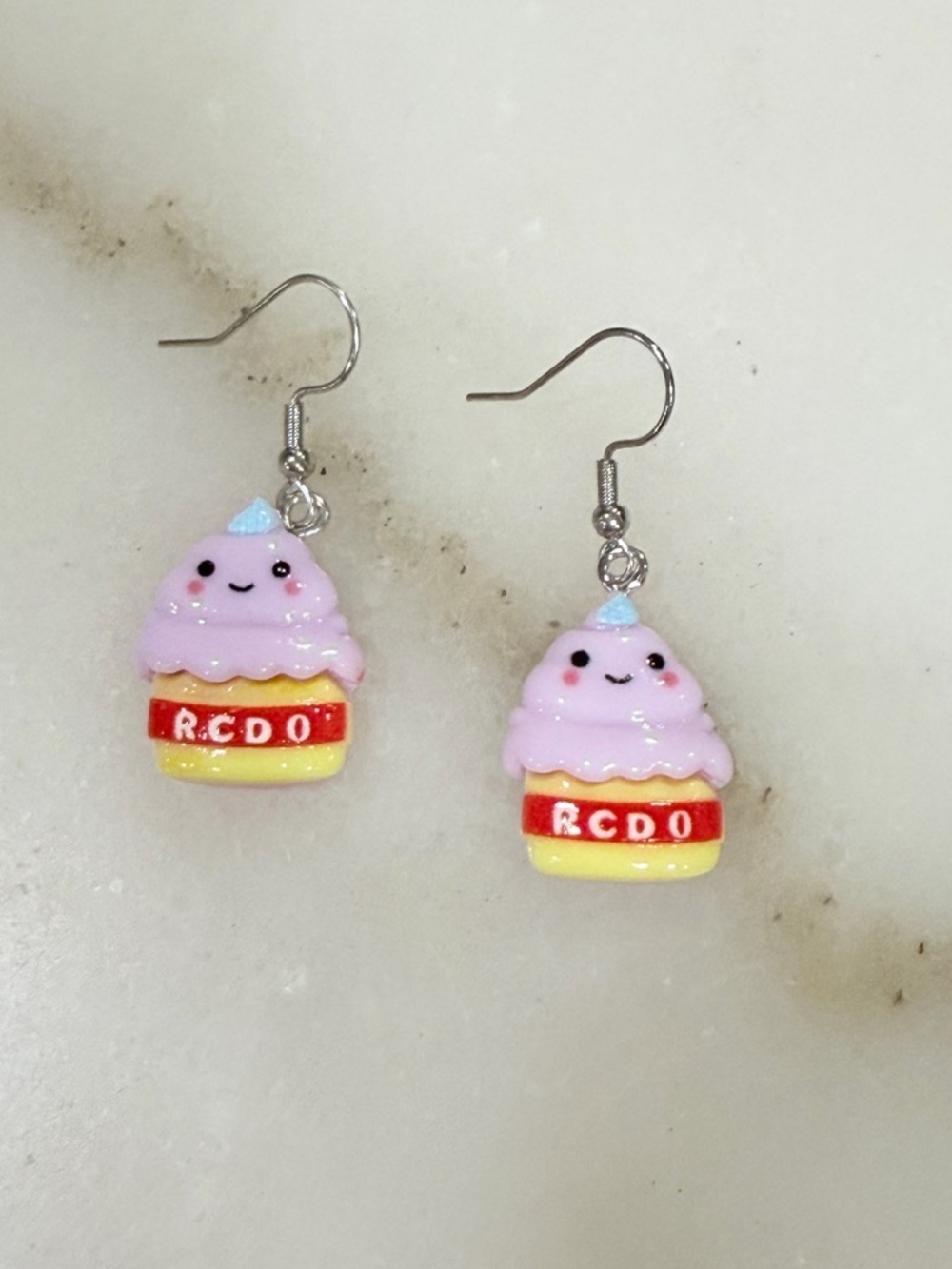 Kawaii Cupcake Dangle Earrings Pink Frosting Cute Dessert Jewelry